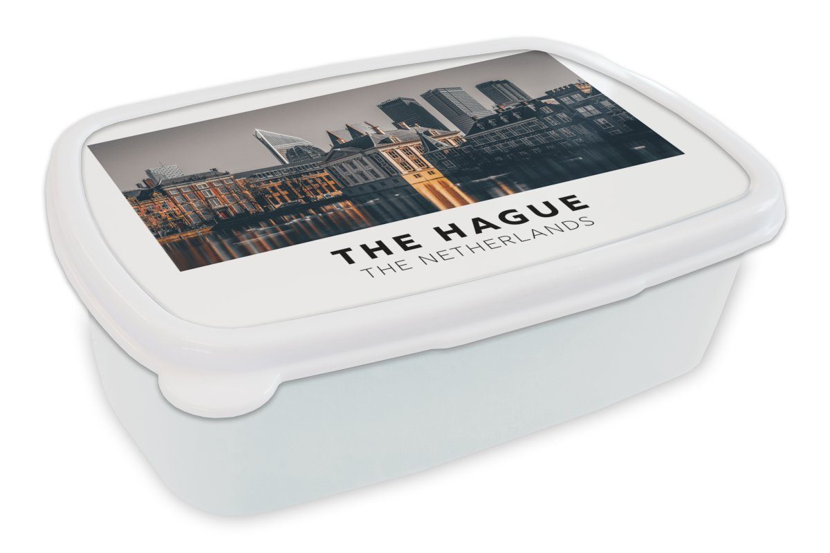 Kunststoff, Mädchen weiß MuchoWow Niederlande und Den Haag, Kinder und Erwachsene, für - Brotdose, Jungs Abend (2-tlg), - Lunchbox Brotbox für