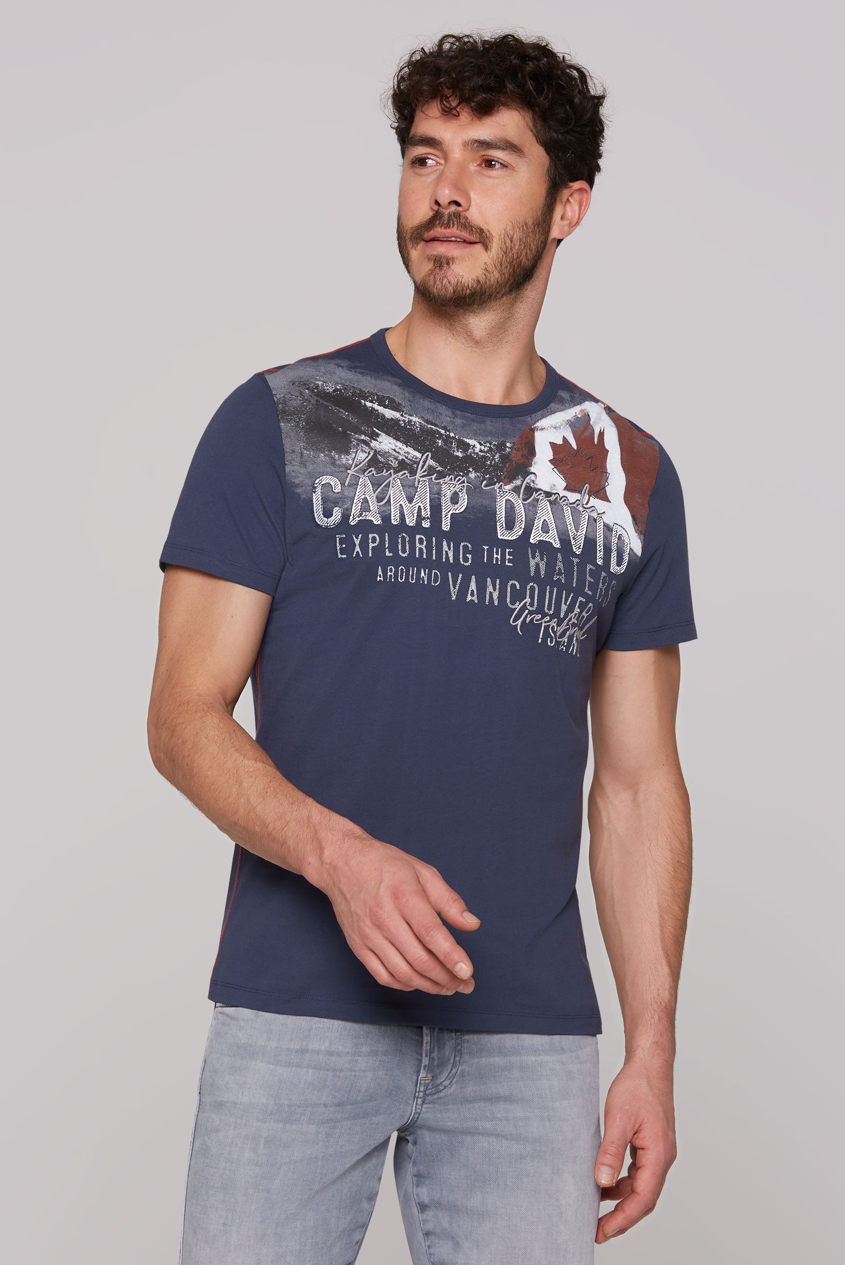 CAMP DAVID T-Shirt mit Print und Logo-Stickerei günstig online kaufen