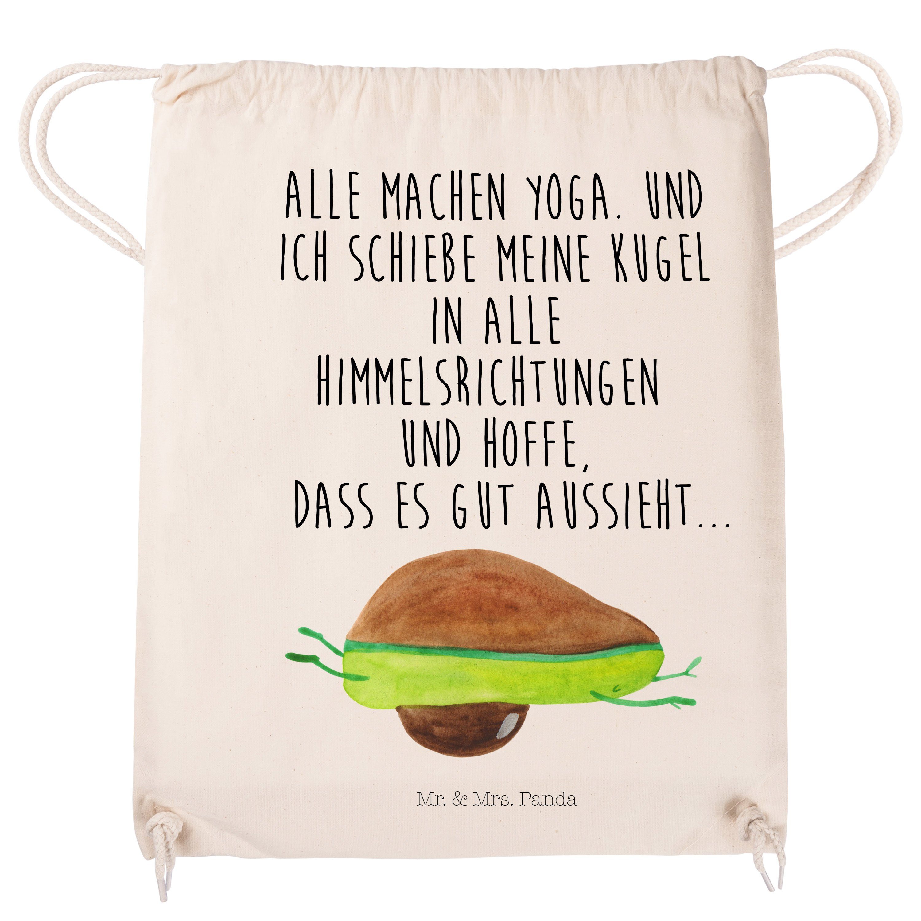 Mr. & Mrs. Panda Sporttasche Geschenk, Avocado - (1-tlg) Humor, Transparent Yoga Turnbeutel, - Vegan, Tasc