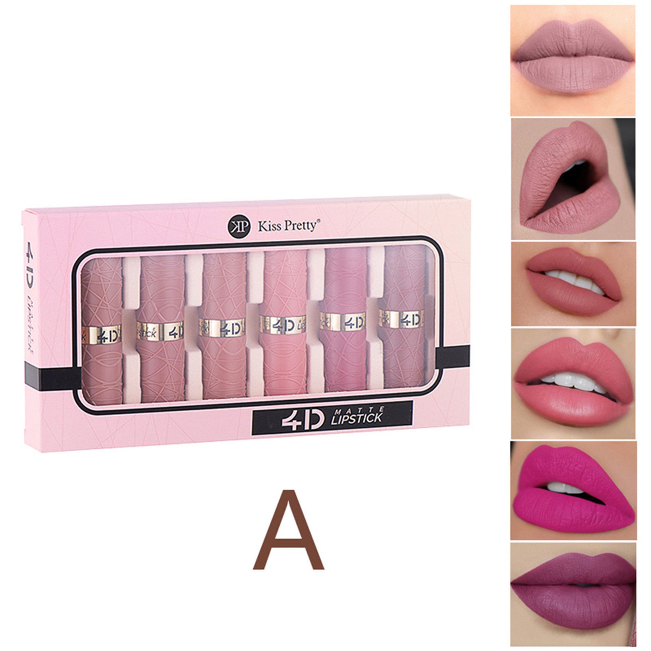 KINSI Lippenstift-Set Matt Lippenstift & Lipgloss Set - 6 Trendfarben - Lang anhaltend, Intensiv Pigmentiert - Cremig weich & Nicht Abblätternd