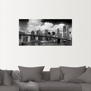 Artland Wandbild Manhattan Skyline, Brooklyn Bridge, New York (1 St), als Alubild, Outdoorbild, Leinwandbild, Wandaufkleber, versch. Größen