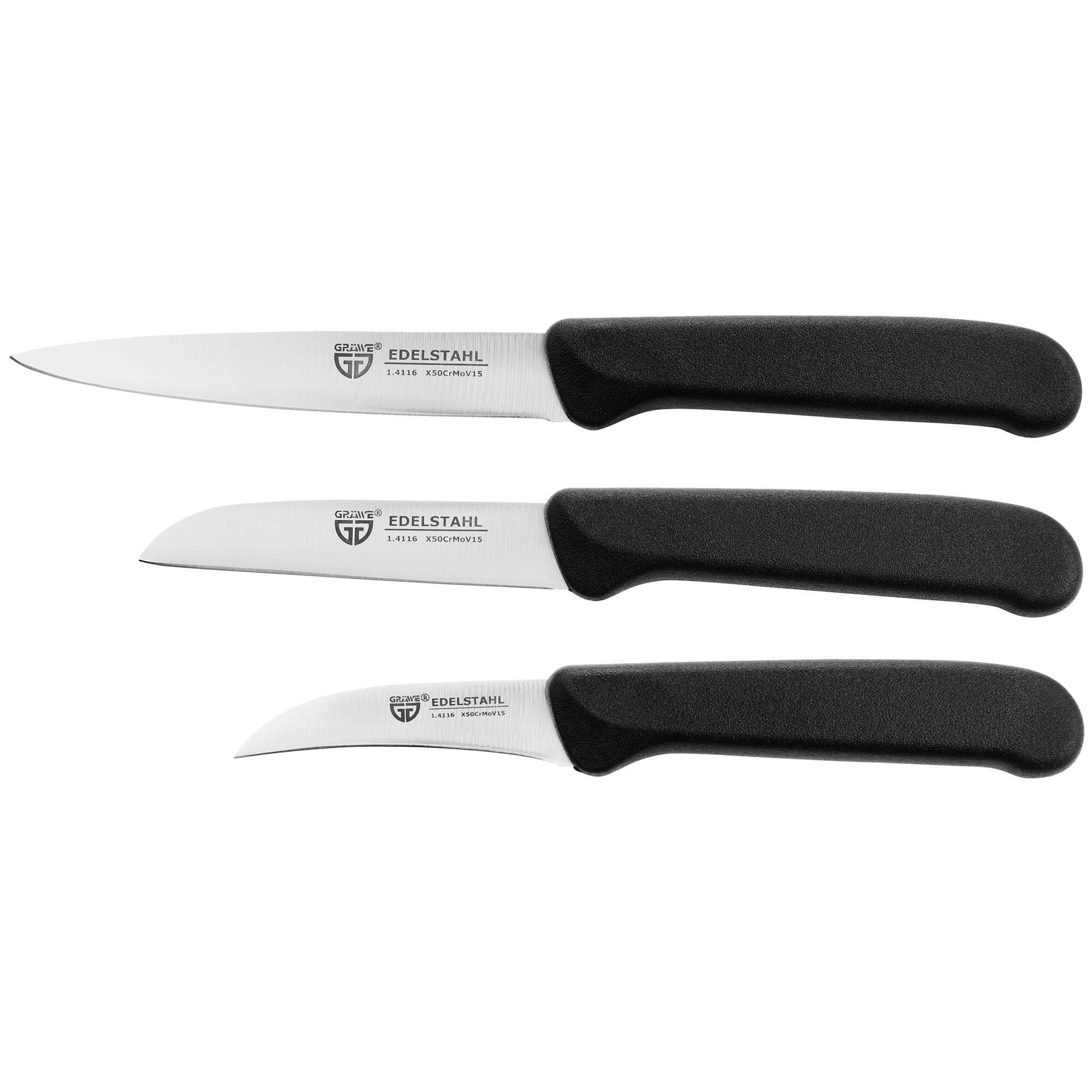 GRÄWE Allzweckmesser Küchenmesser-Set 3 tlg., Edelstahl schwarz