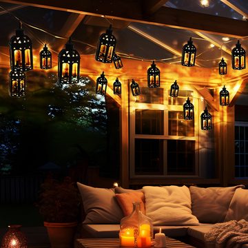 etc-shop LED Dekolicht, LED-Leuchtmittel fest verbaut, Lichterkette LED Solar Aussen Solarlampe Balkon Dekoration in