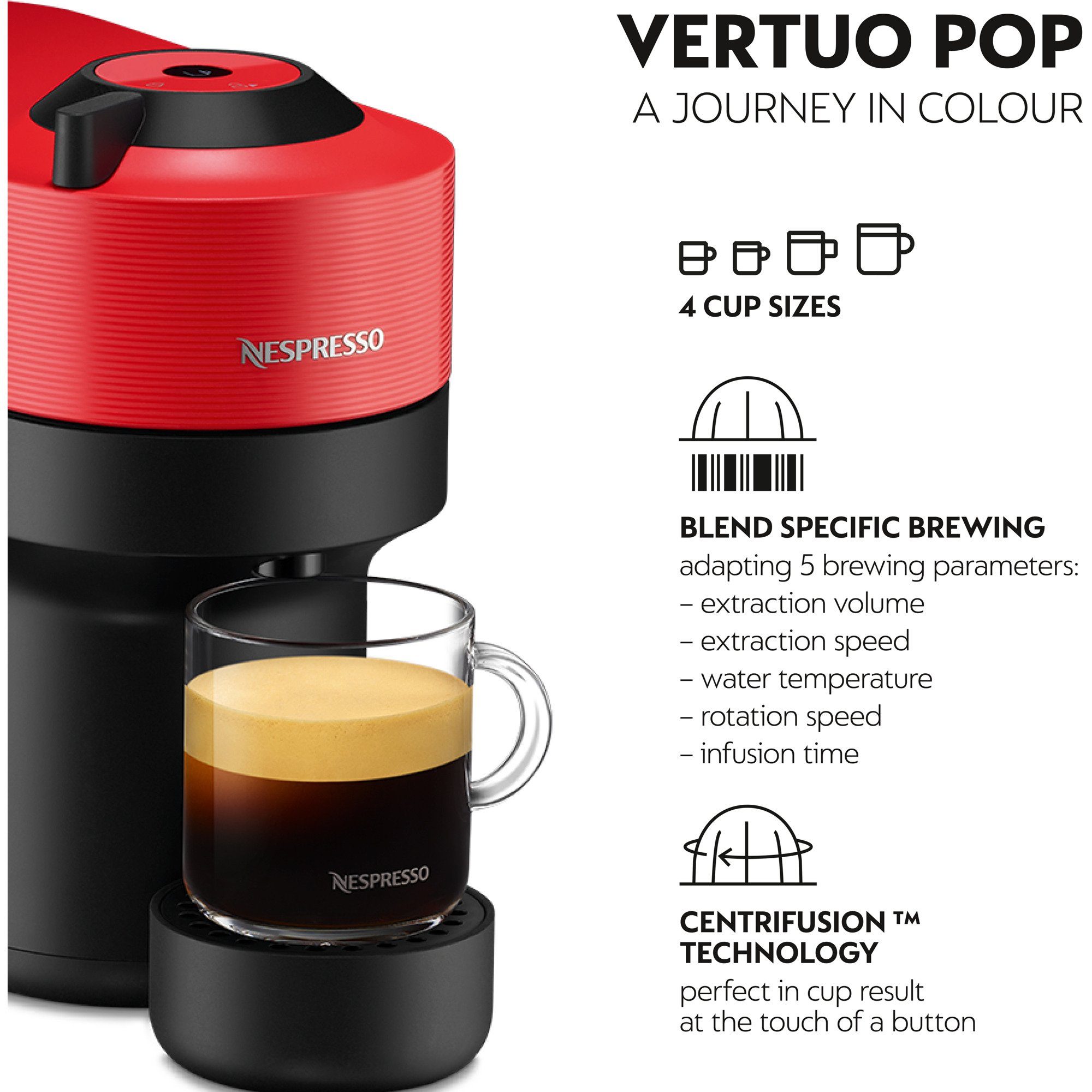 Krups Kapselmaschine Krups Rot Spicy Vertuo Nespresso XN9205 Red Pop