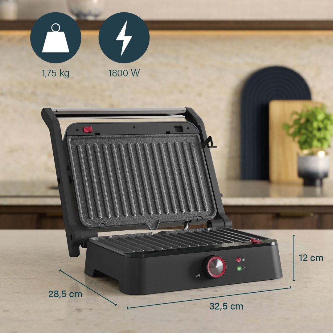 PRINCESS Kontaktgrill Princess 117502 Kontaktgrill – Abnehmbare Platten – 180° Öffnung, 1800 W, Platten abnehmbar, Öffnung 180°