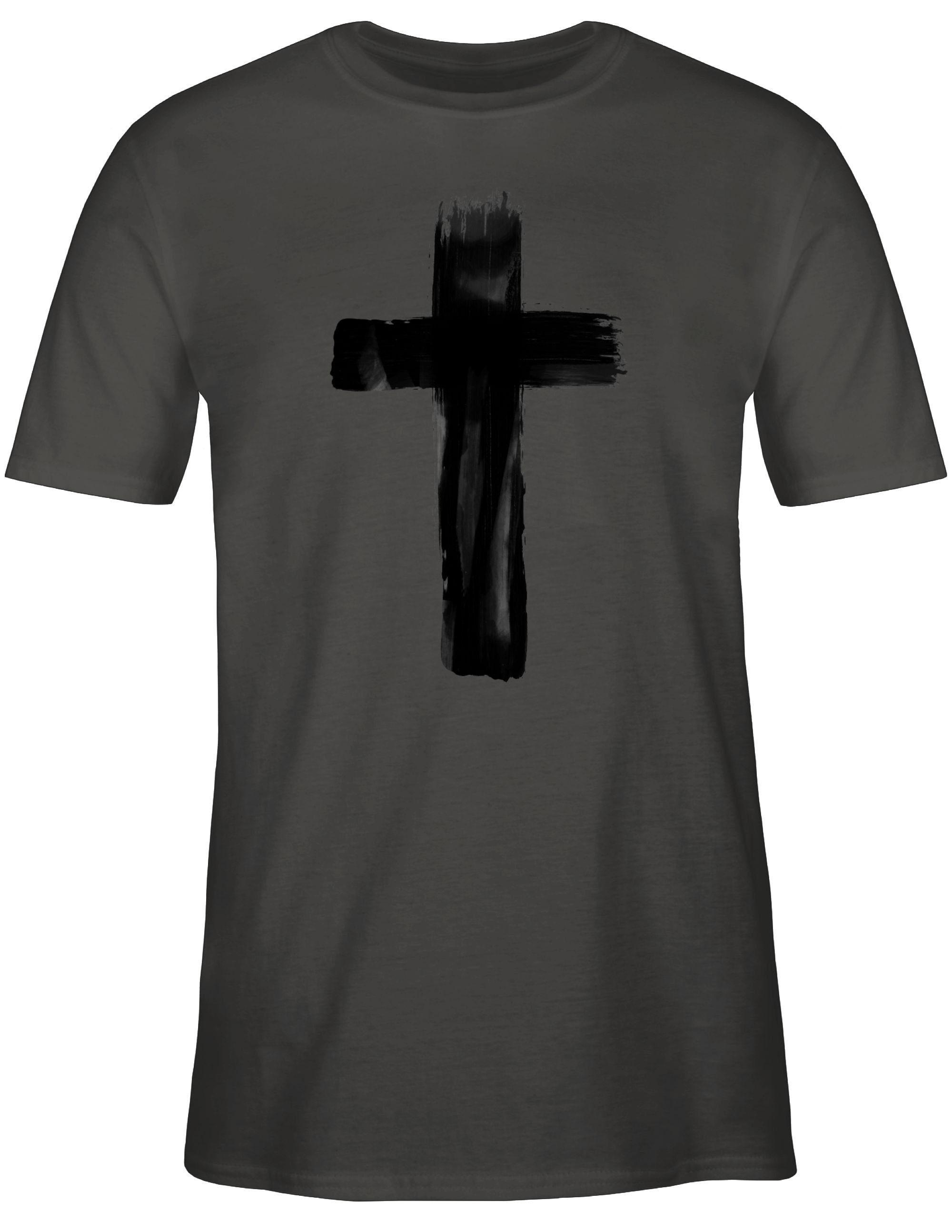 Kreuz Outfit und 1 Zeichen Symbol T-Shirt Shirtracer Vintage Dunkelgrau