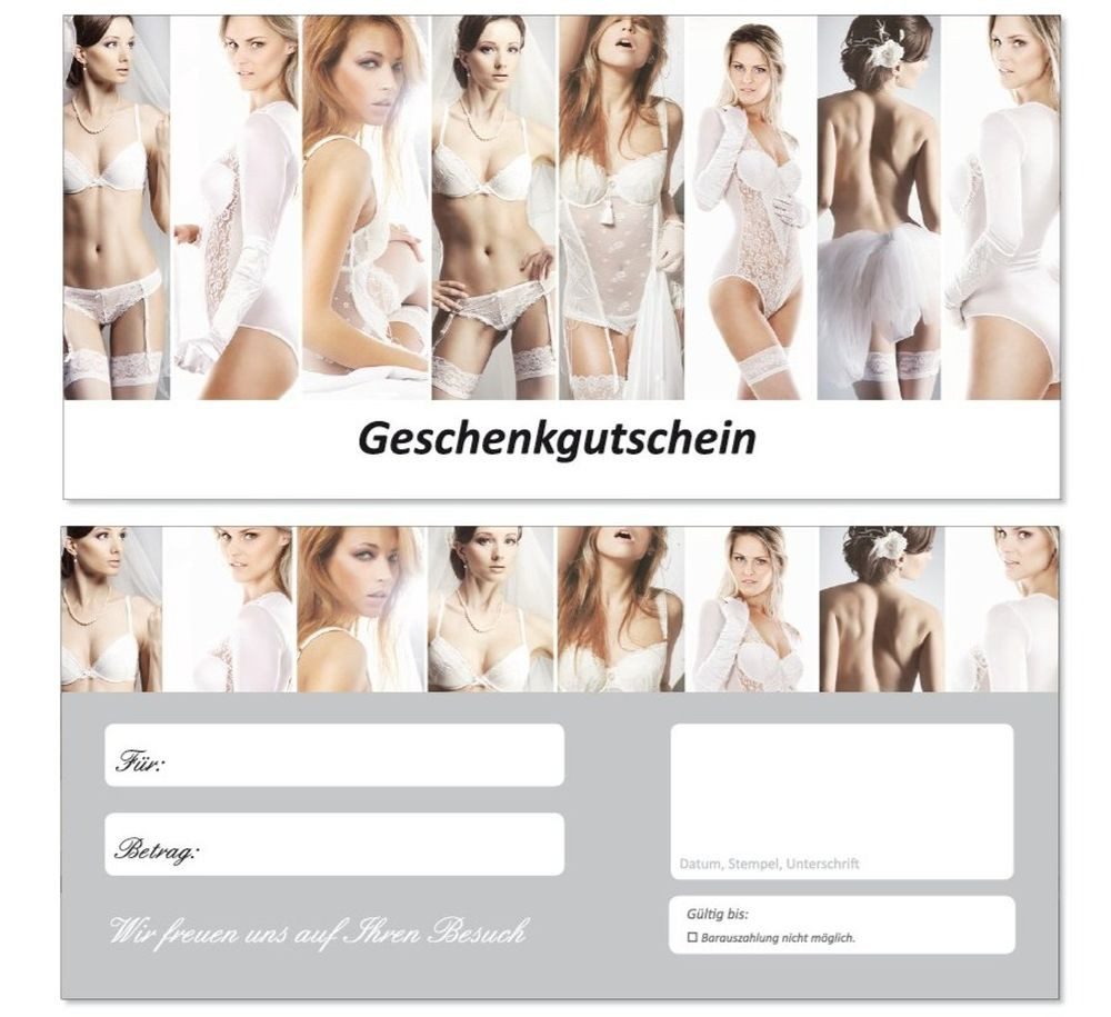 Geschenkkarte Geschenkgutscheine Dessous Unterwäsche Romantik