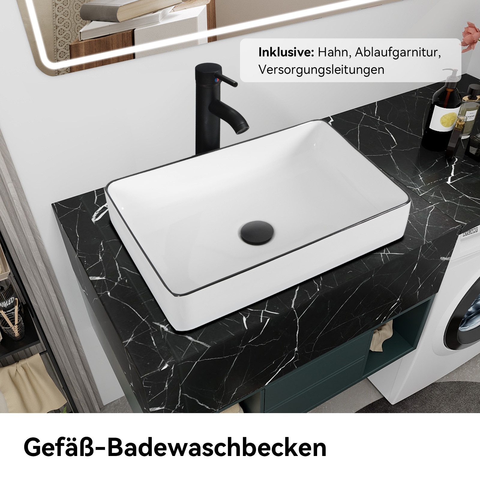 Puluomis Aufsatzwaschbecken Waschbecken Set mit Wasserhahn günstig online kaufen