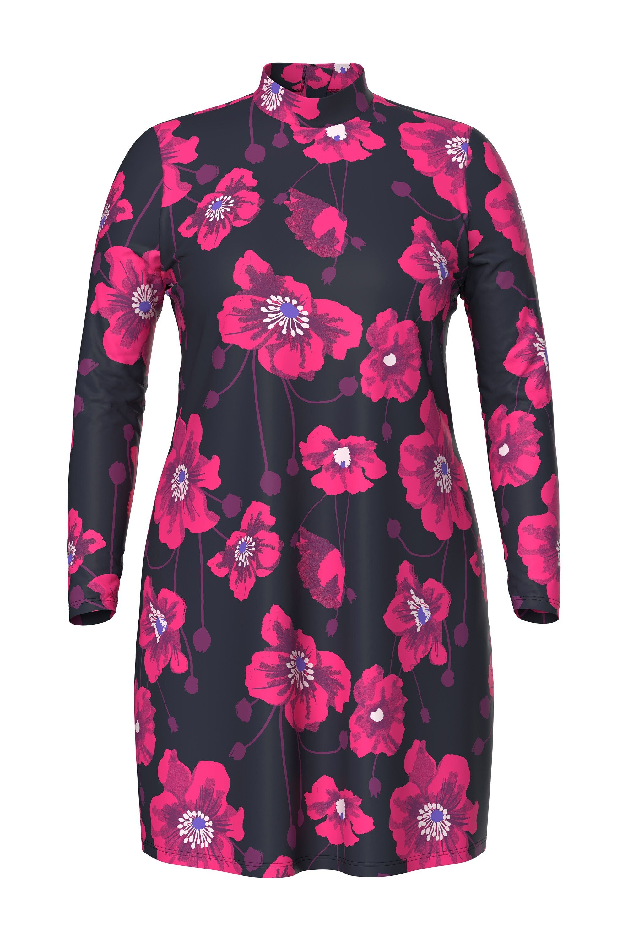 Ulla Popken Badekleid Badekleid Blüten Softcups Langarm Stehkragen günstig online kaufen