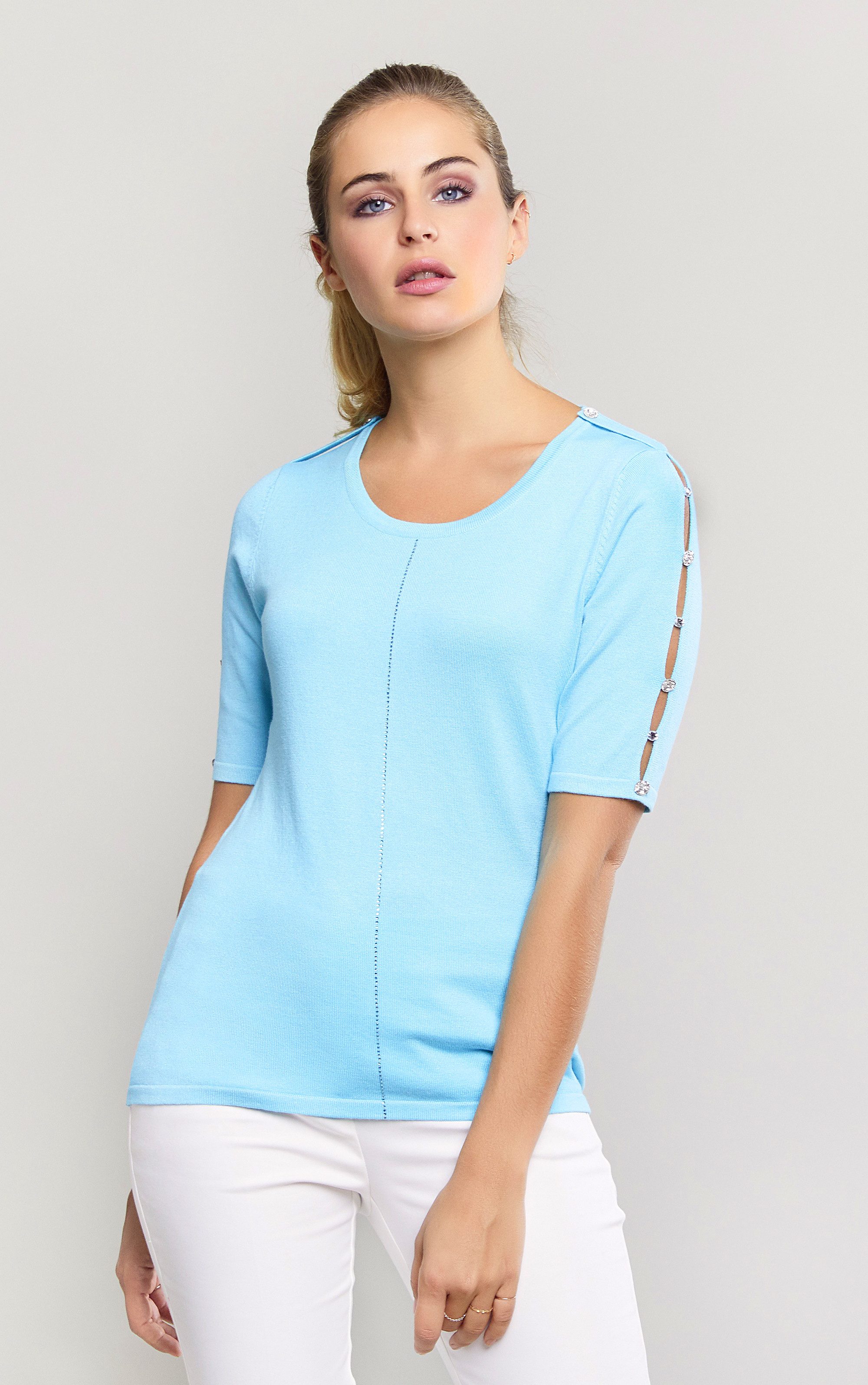 3/4 Arm-Pullover mit Cut Outs