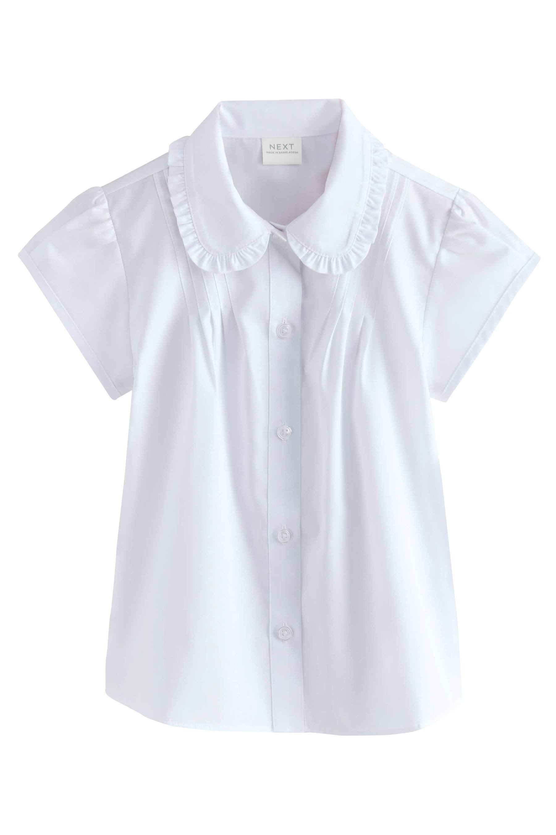 Kurzarmbluse Kurzarm-Schulbluse mit gerüschtem Kragen