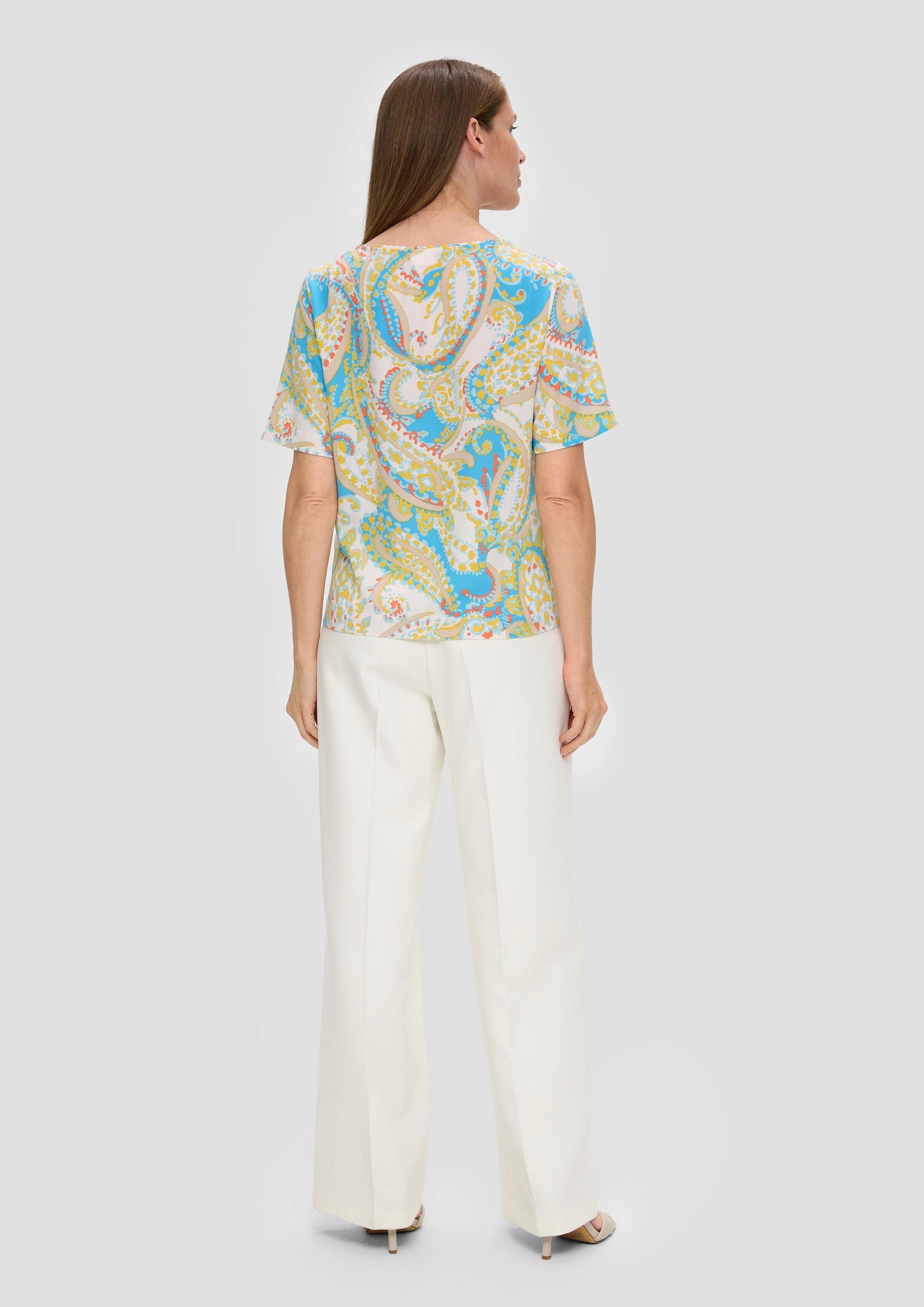 s.Oliver Kurzarmbluse Bluse Bluse mit Rundhalsausschnitt