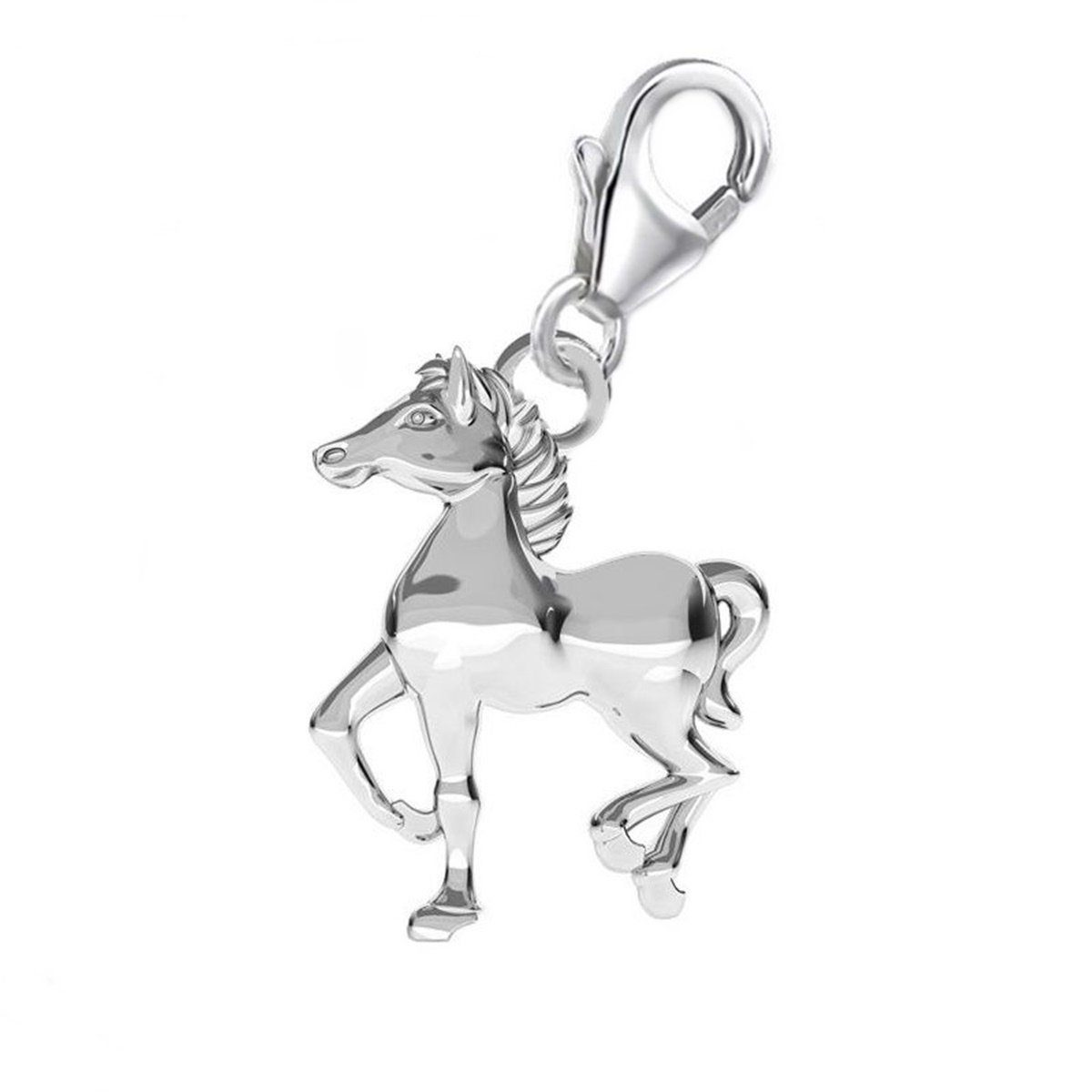 oder Halskette Charm-Einhänger Karabiner Hufeisen Pferd Anhänger für Goldene (inkl. Etui), 925 für Gliederarmband Charm Bettelarmband Silber