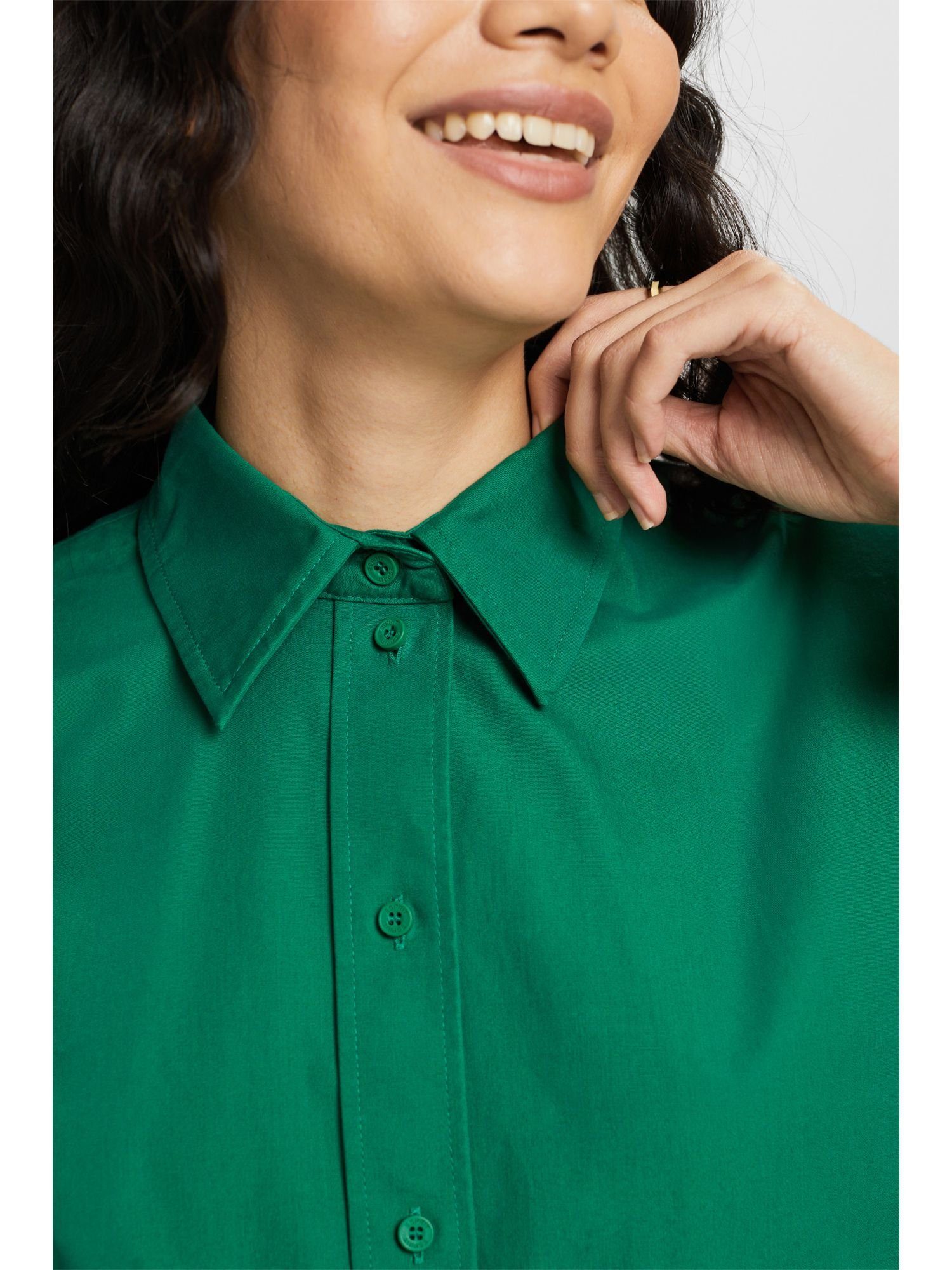Langarmbluse DARK Esprit GREEN aus Hemd Baumwoll-Popeline