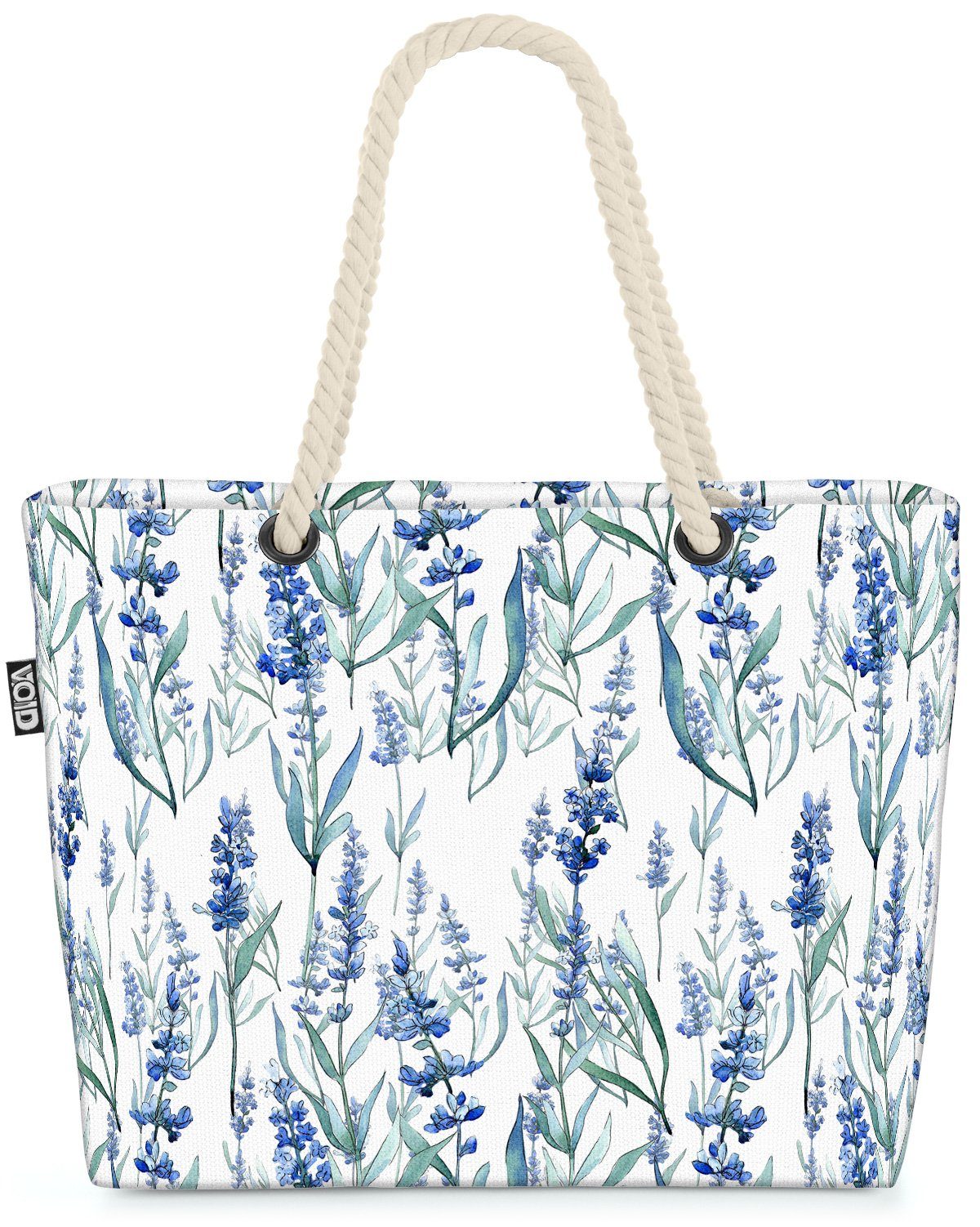 VOID Strandtasche (1-tlg), Lavendel Fliesenmuster Blumen kräuter rustikal küche parfüm wellness | Strandtaschen