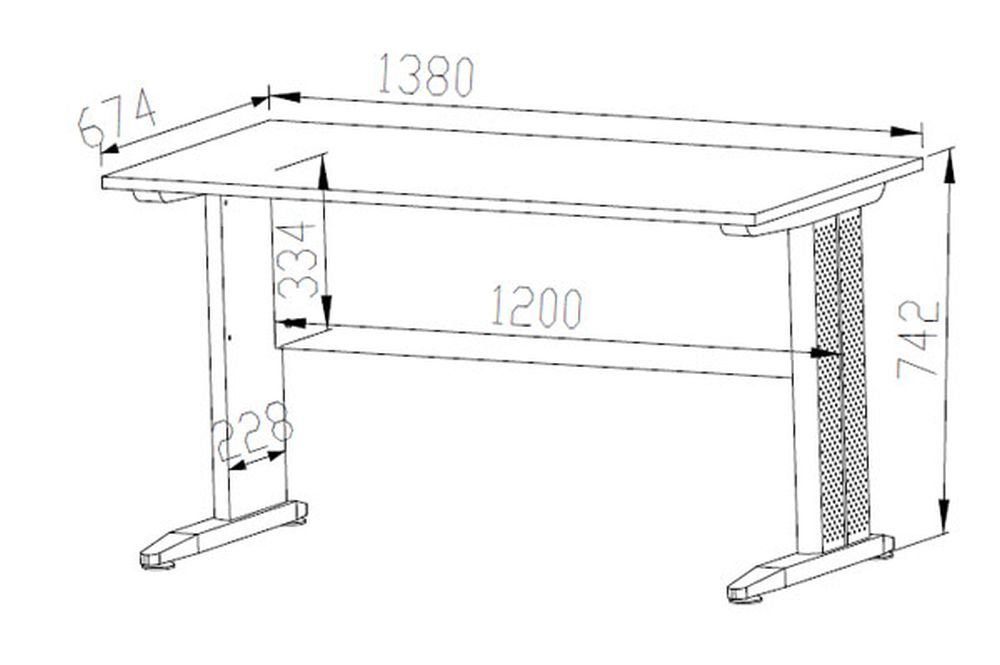 Optimal, 76 / Schreibtisch cm 138 / cm cm 68 Feldmann-Wohnen B/T/H: