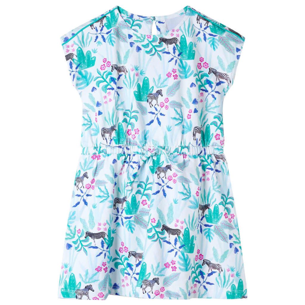 vidaXL Druckkleid Kinderkleid Ecru und Dunkles Minzgrün 116