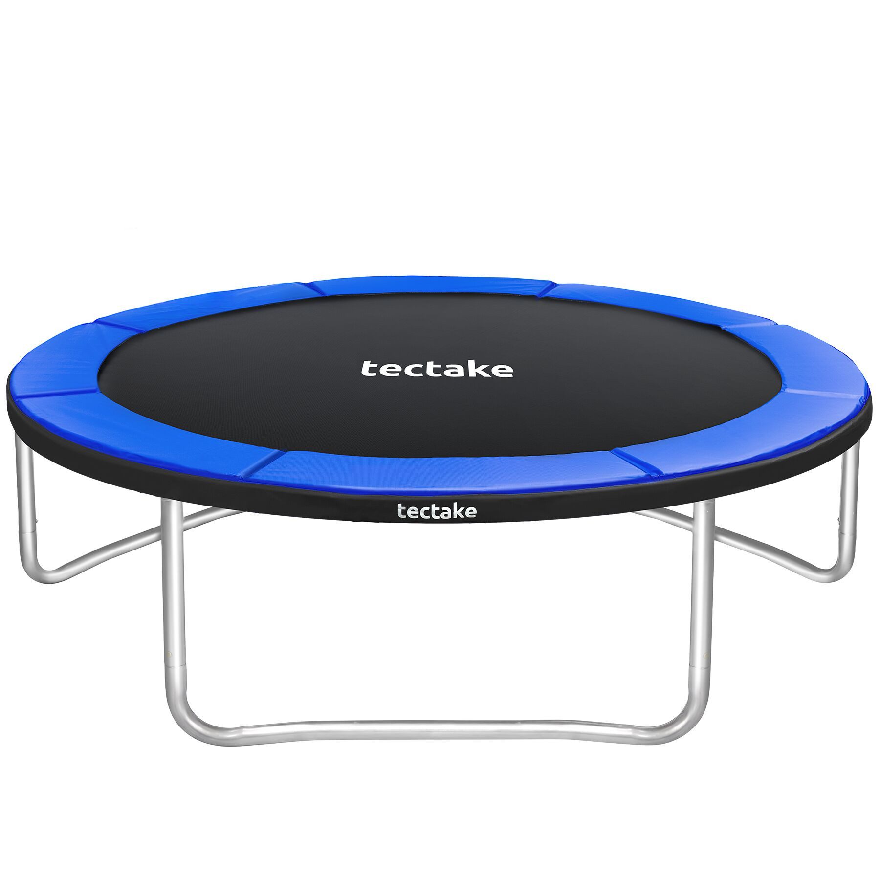tectake Gartentrampolin Kindertrampolin mit Einstiegsleiter und Sicherheitsnetz Ø 305 cm, (Outdoortrampolin Jumpy, in schwarz/blau), GS zertifiziert, Randabdeckung, reißfestes Sprungtuch