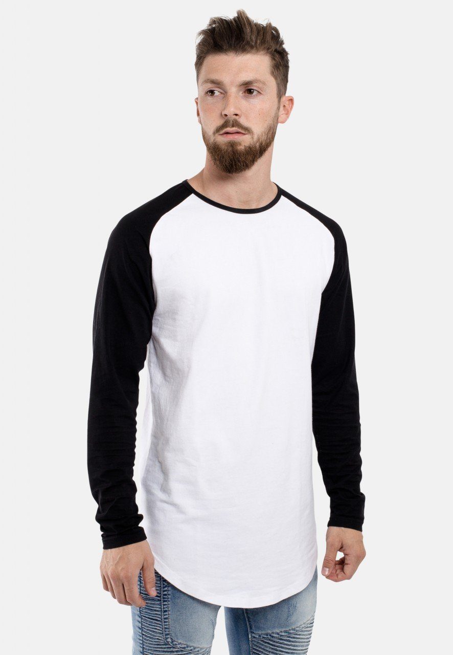Blackskies T-Shirt Baseball T-Shirt Medium Schwarz Longshirt Weiß