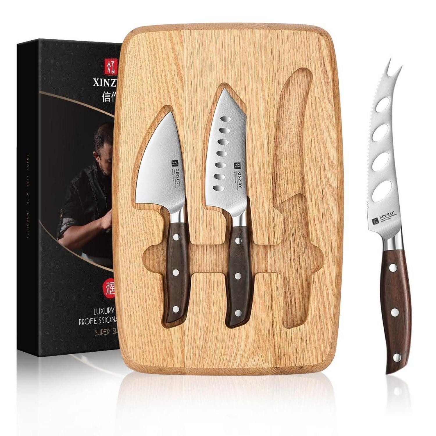 LuxusKollektion Käsemesser Käsemesser Set 4-teilig Roteiche