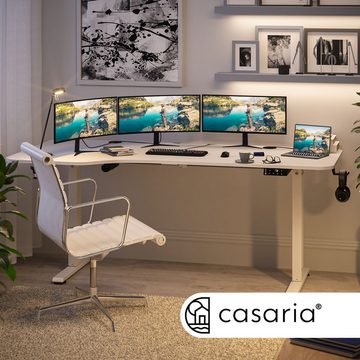 Casaria Schreibtisch, Höhenverstellbar Elektrisch 160x75cm L-Form LCD- Display Stahlgestell
