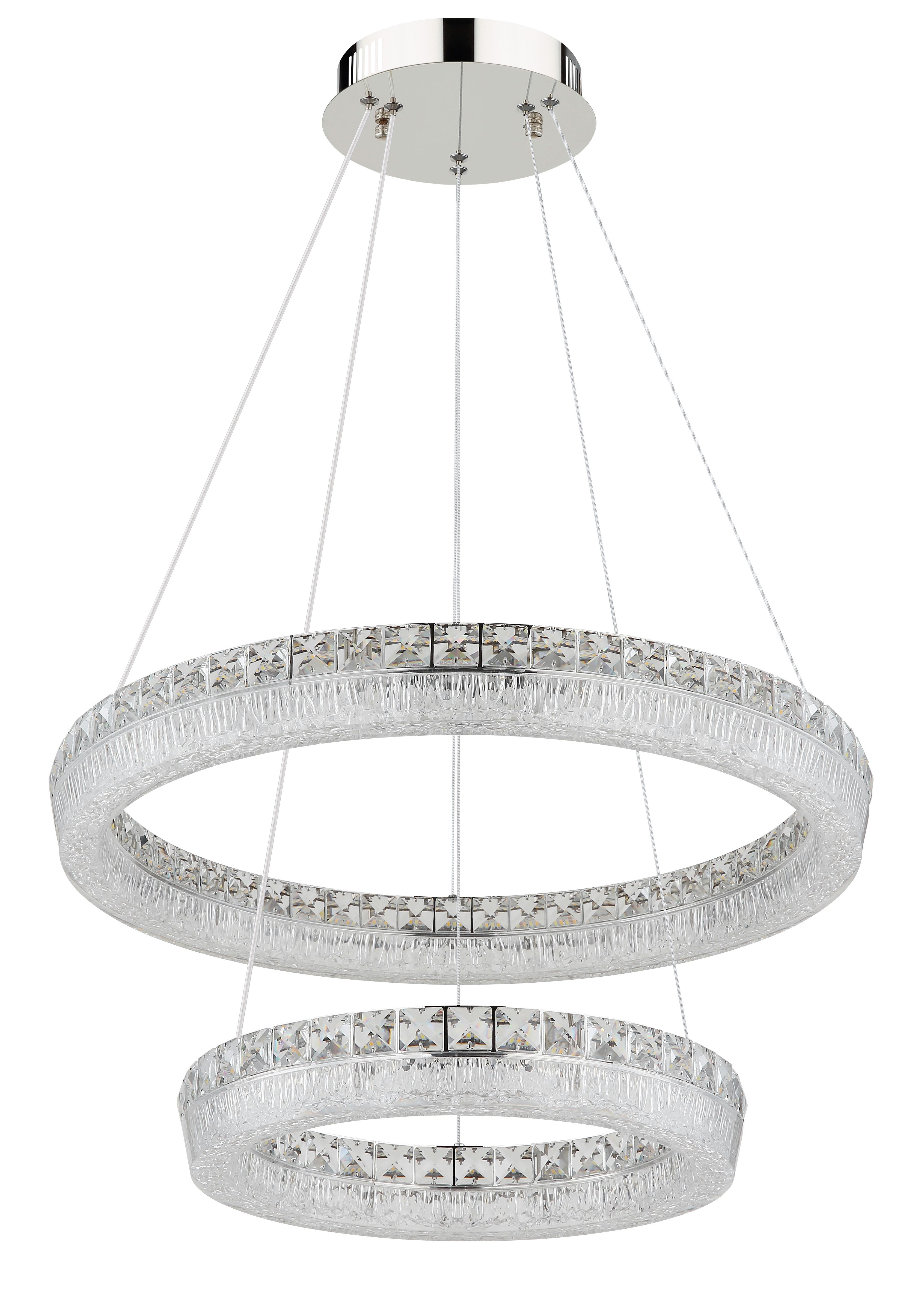 GLOBO LIGHTING Hängeleuchte LAUREL, LED fest integriert, Verchromte Hängeleuchte mit Acryl und Glaskristallen, dimmbar, LED 24W