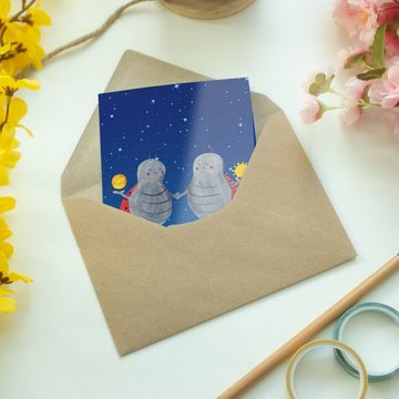 Mr. & Mrs. Panda Grußkarte Sternzeichen Zwilling - Sternenhimmel Blau - Geschenk, Glückwunschkar, Einzigartige Motive