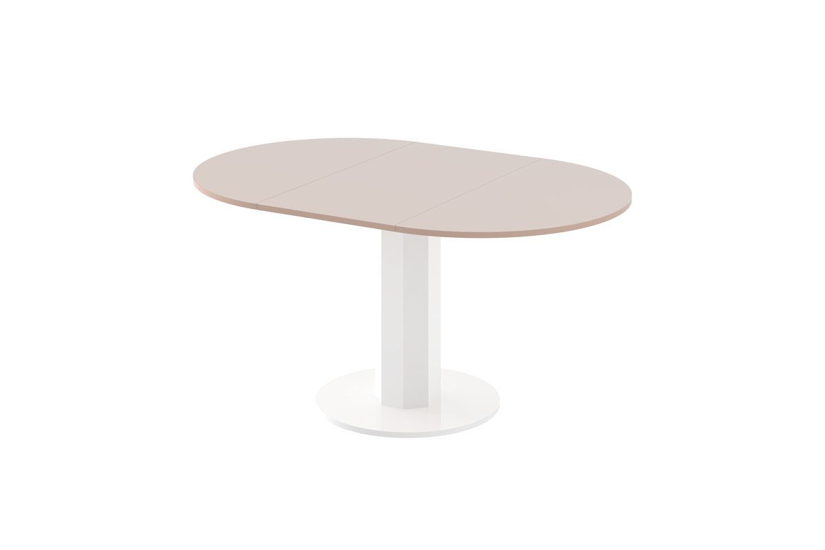 designimpex Esstisch Design Esstisch Tisch Hochglanz rund Hochglanz 100-148cm ausziehbar Weiß oval - Cappuccino Hochglanz HES-111