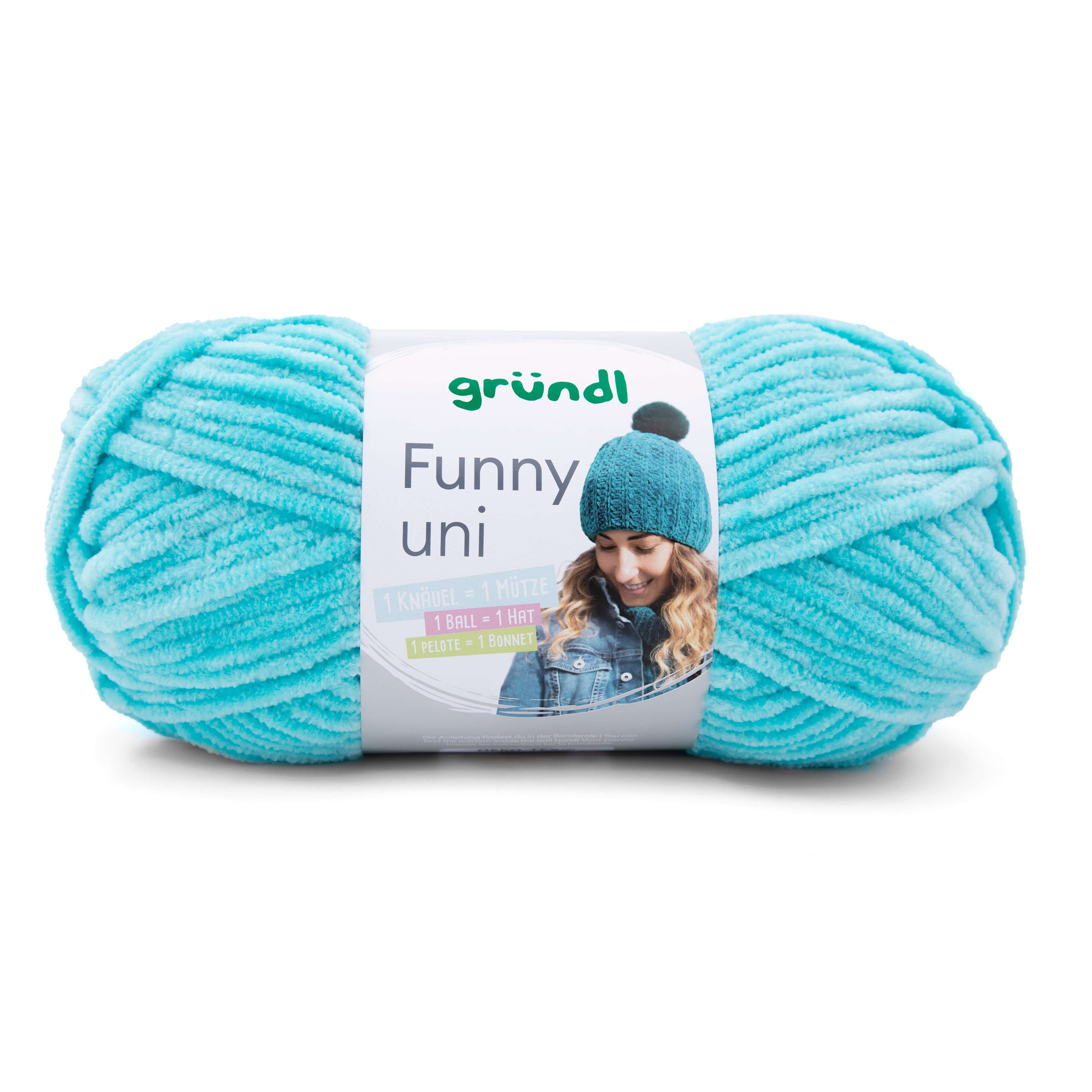 Gründl Funny Chenille Wolle uni einfarbig zum Stricken Häkeln, Chenillegarn Häkelwolle, 120,00 m (Chenillewolle, Flauschgarn, Kuschelwolle), weich und pflegeleicht
