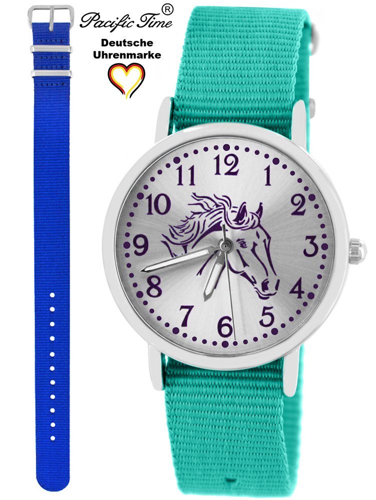 Pacific Time Quarzuhr Set Kinder violett Gratis Armbanduhr royalblau Pferd türkis Match Mix und Versand Design Wechselarmband, und 