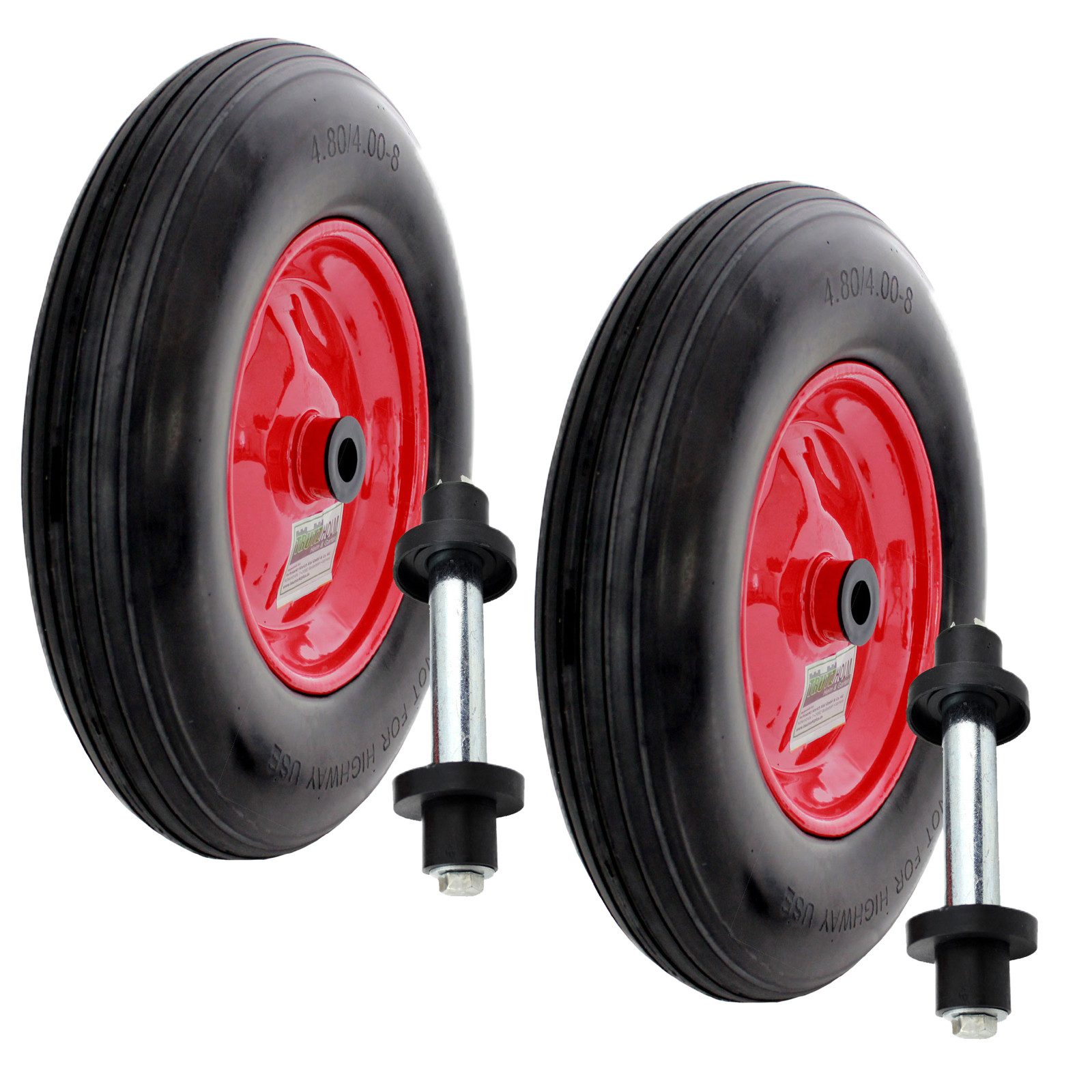 TRUTZHOLM Schubkarren-Rad 2x Ersatzrad Vollgummi 4.80/4.00-8 mit Achse Stahlfelge (1 St)