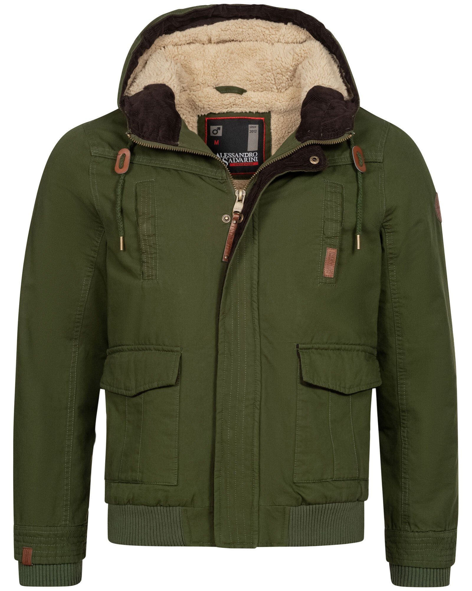 Winterjacke Alessandro mit Olive warmem Teddyfell Salvarini ASRigio