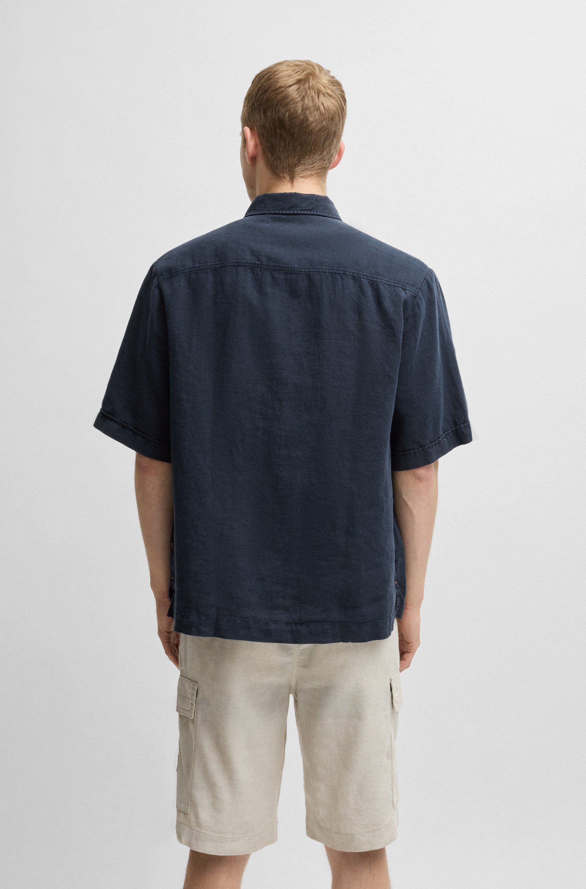 BOSS ORANGE Leinenhemd Lapoully mit Kontrastdetails günstig online kaufen