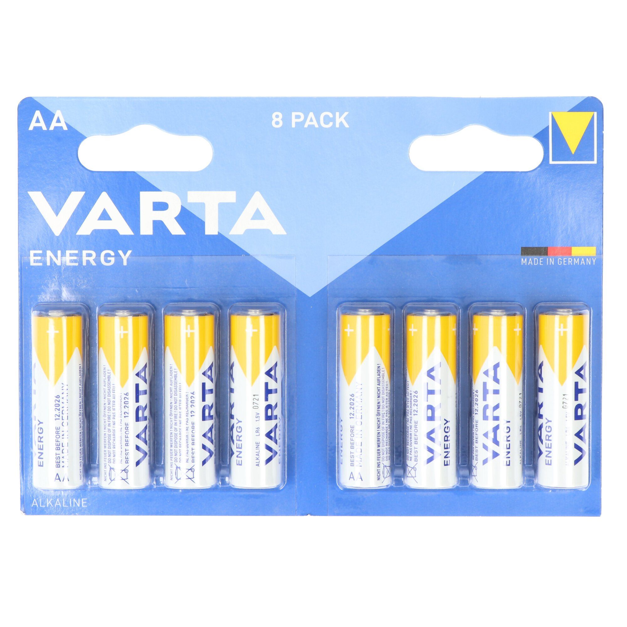 VARTA Varta Batterie V) Energy Pack AA, Alkaline, 1.5V (1,5 LR06, Batterie, 8er Mignon