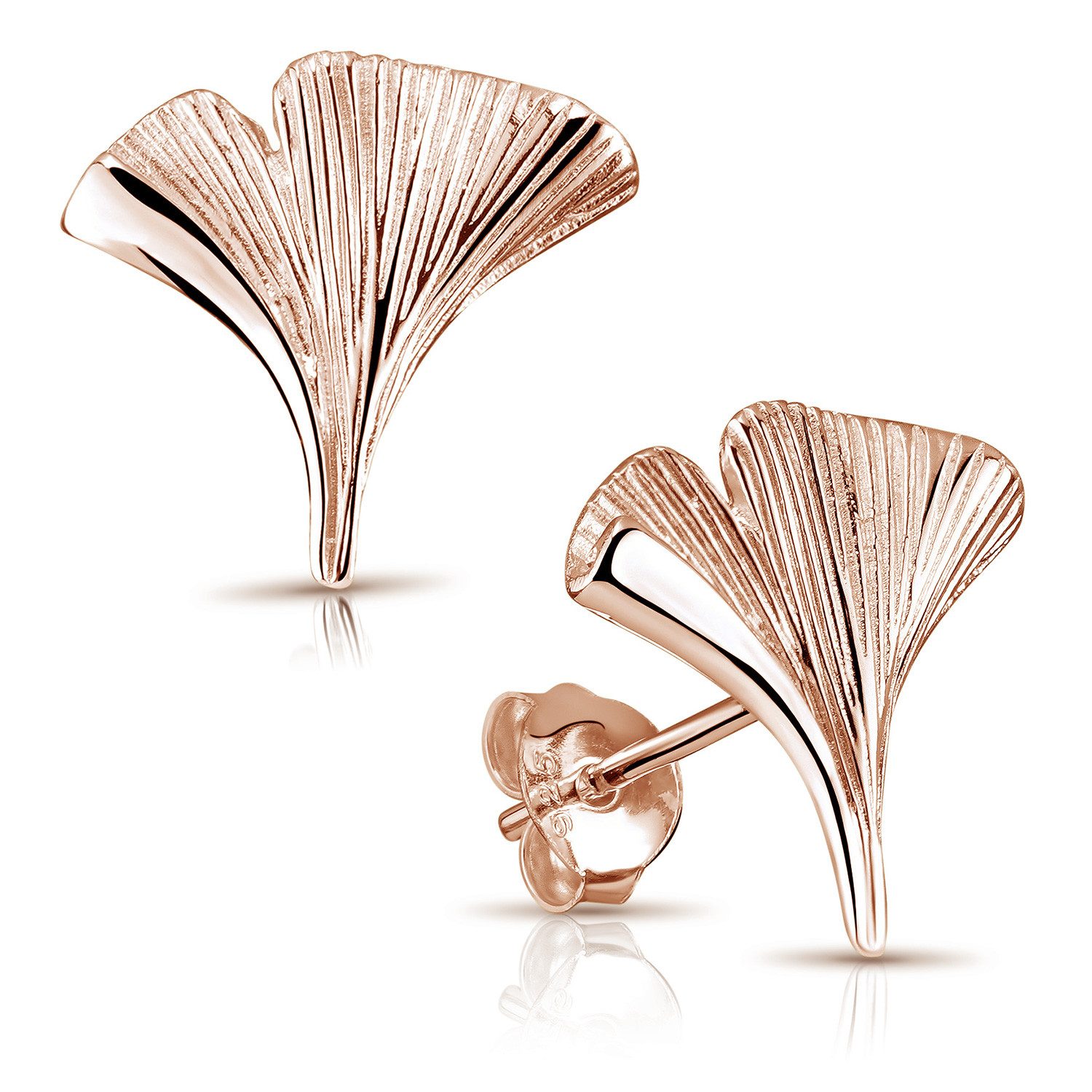 Paar Ohrstecker Rosegold Ginkgo / Ginkgoblatt SO-392