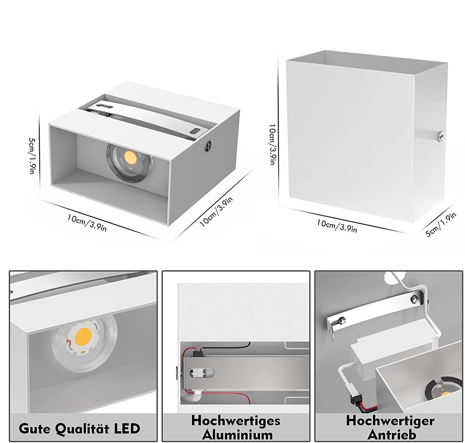 oyajia Wandleuchte 6W LED Wandlampe Cube Lampe Wand Strahler Licht Up Down Leuchten, LED fest integriert, Warmweiß, Treppen Flur Modern Square Lampe,für Wohnzimmer Schlafzimmer Balkon