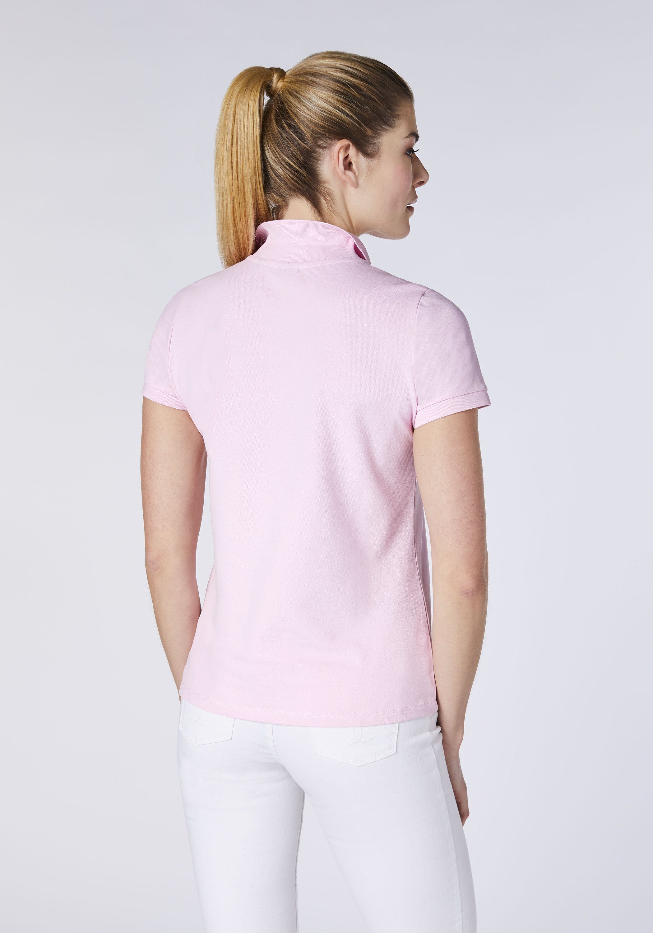mit Pink Poloshirt Sylt Label-Stickerei Lady Polo