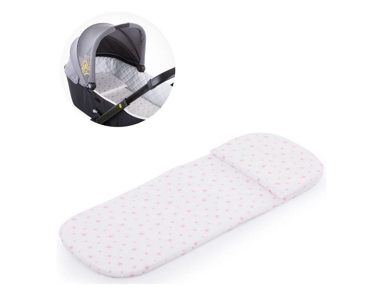 Chipolino Kinderwagen-Sitzauflage VVMAT0210, (2-tlg), Fleecefutter, Reißverschluss, wasserfest, Kopfkissen inklusive