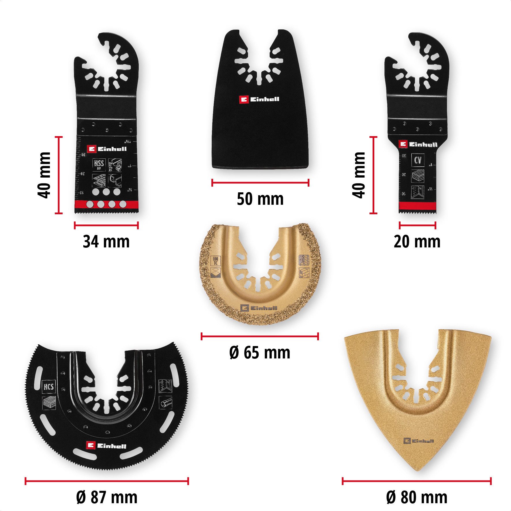 Einhell Tauchsägeblatt (6-St), 6-tlg. Multitool-Set