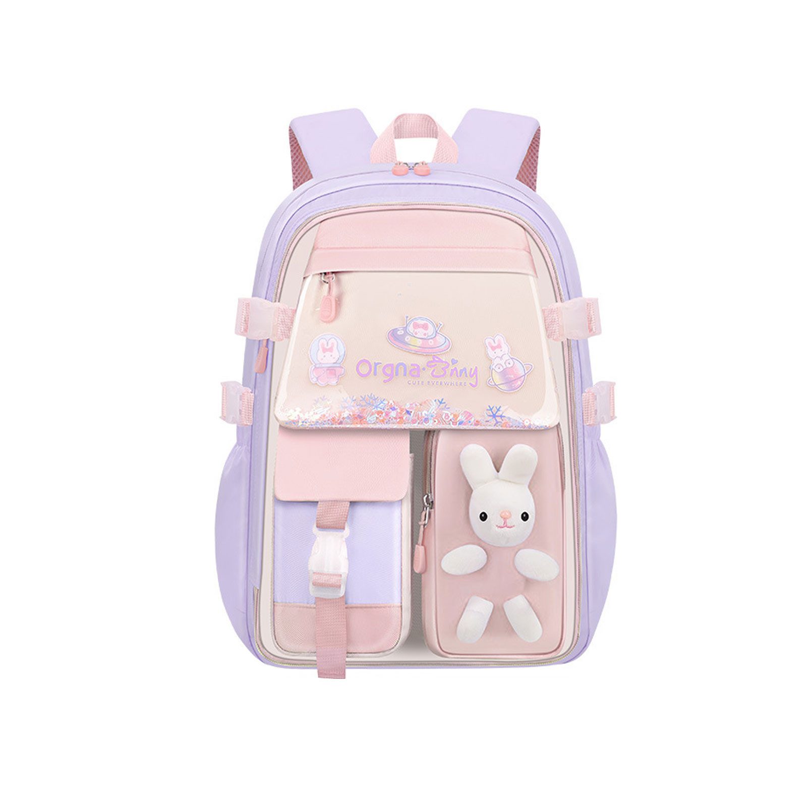 WISHDOR Schulrucksack Schultasche Laptop Rucksack Rucksäcke Schulranzen Wasserbeständig süß (Kapazität Grundschule Rucksack Tasche für Schreibwaren mit Laptopfach, Sportrucksack, Anti-Diebstahl, Freizeitrucksack, mit Reflektoren, Hase), Ranzen Damen Mädchen Teenager Kinder Freizeit Schule Reisen Outdoor