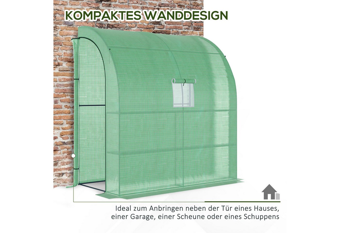 Thumbnail - MC Star Gewächshaus Foliengewächshaus Treibhaus 200 x 100 x 215 cm mit 2 Türen, UV-Schutz, UV-Schutz, Stahl & PE für Pfl...