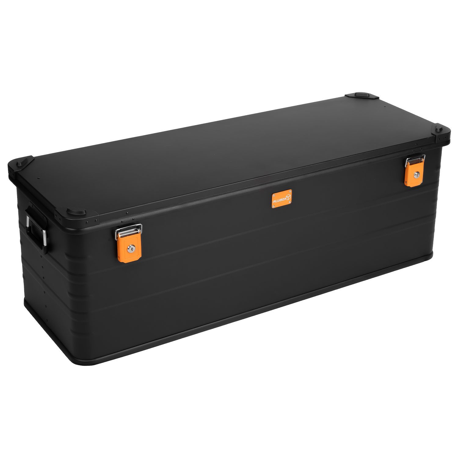 ALUBOX Aufbewahrungsbox mit Deckel Transportbox Premium E-Serie Black Edition (159 Liter), umlaufende Gummidichtung - integrierte Zylinderschlösser