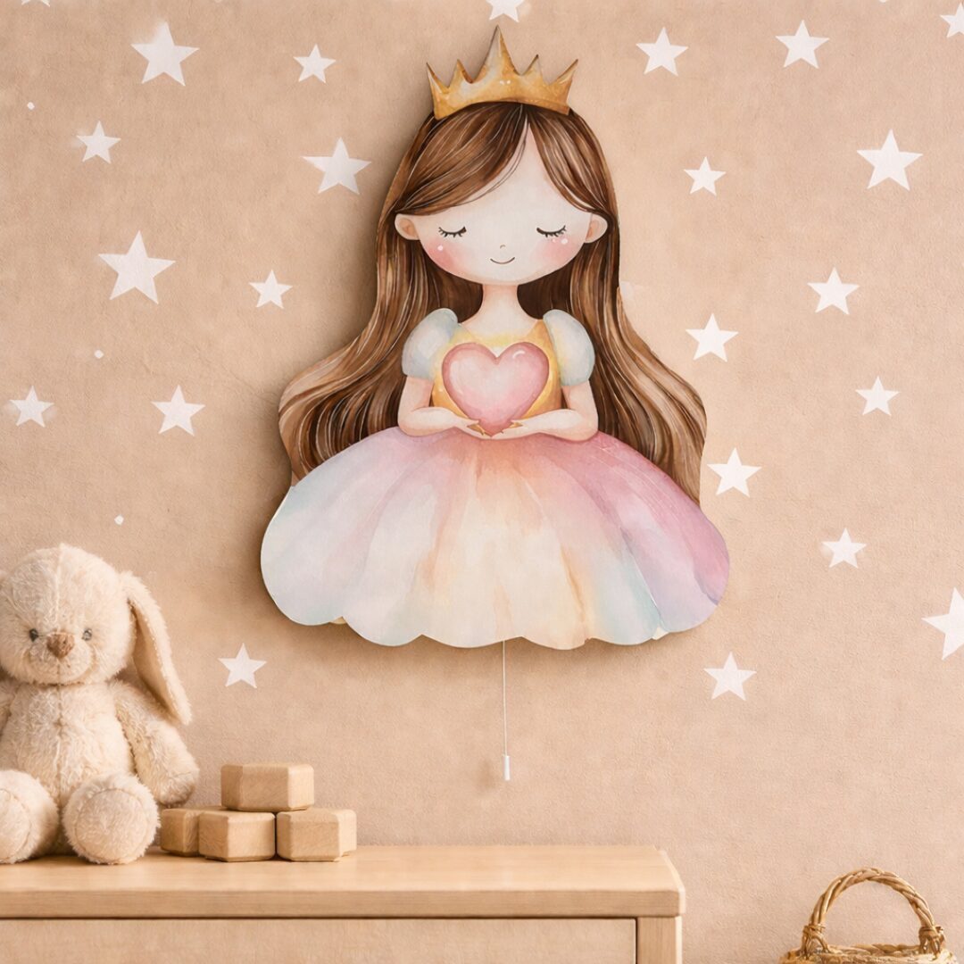 COZYCOLLECTIONS LED Wandleuchte Prinzessin Herz Nachtlicht Kinderzimmer, LED, Warmweiß, Montessori-inspiriertes Prinzessinnenlicht mit Herzmotiv