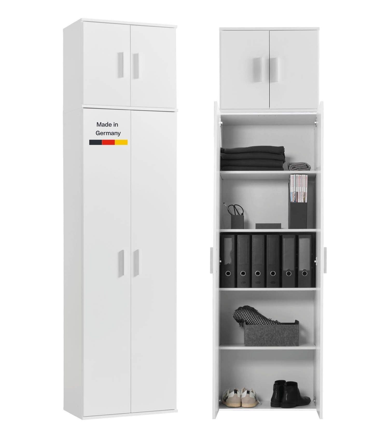 mokebo Mehrzweckschrank Der Extralange Made in Germany, Aktenschrank, Flurschrank, Schuhschrank in Weiß
