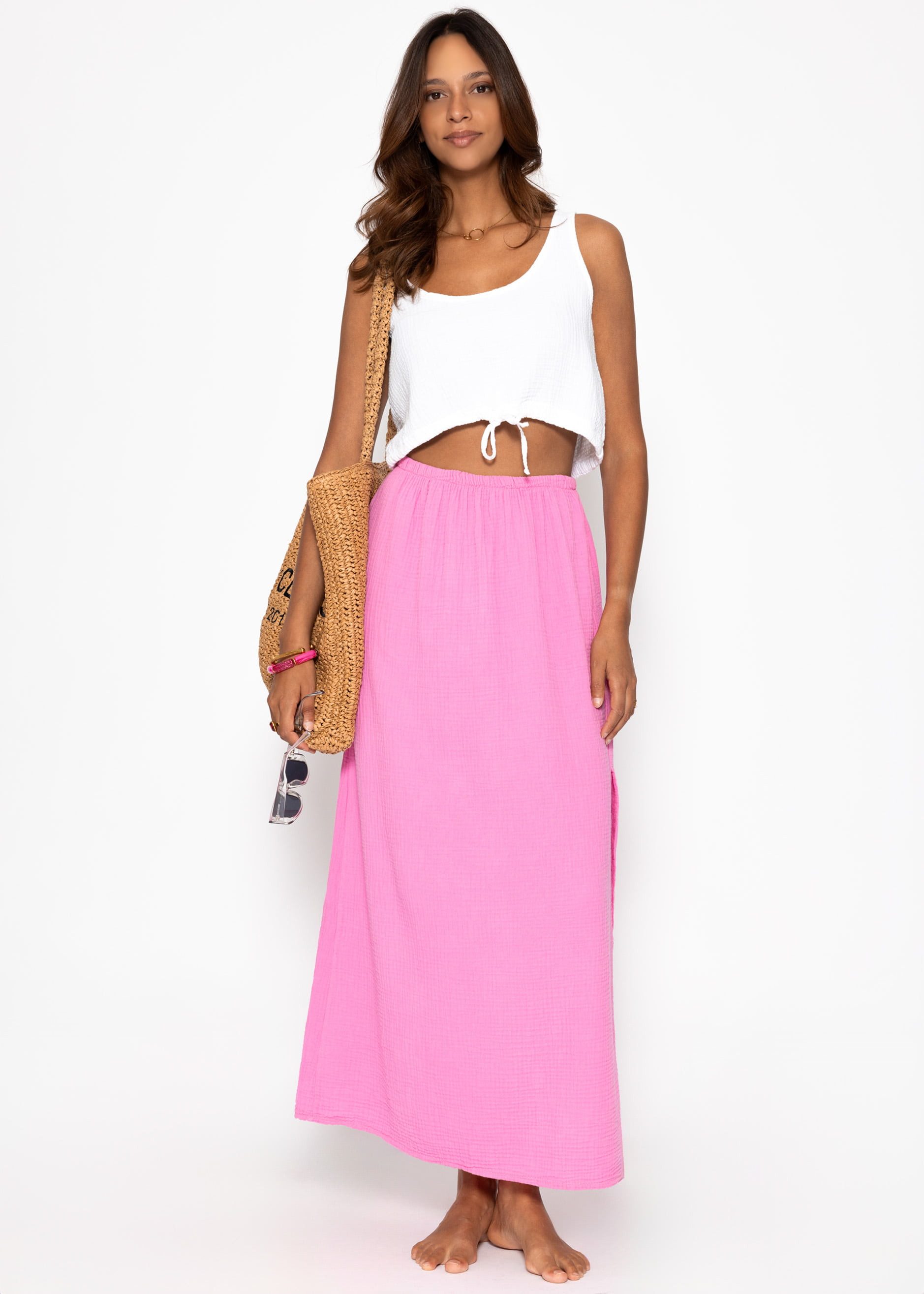 SASSYCLASSY A-Linien-Rock Maxi Musselin Rock mit günstig online kaufen