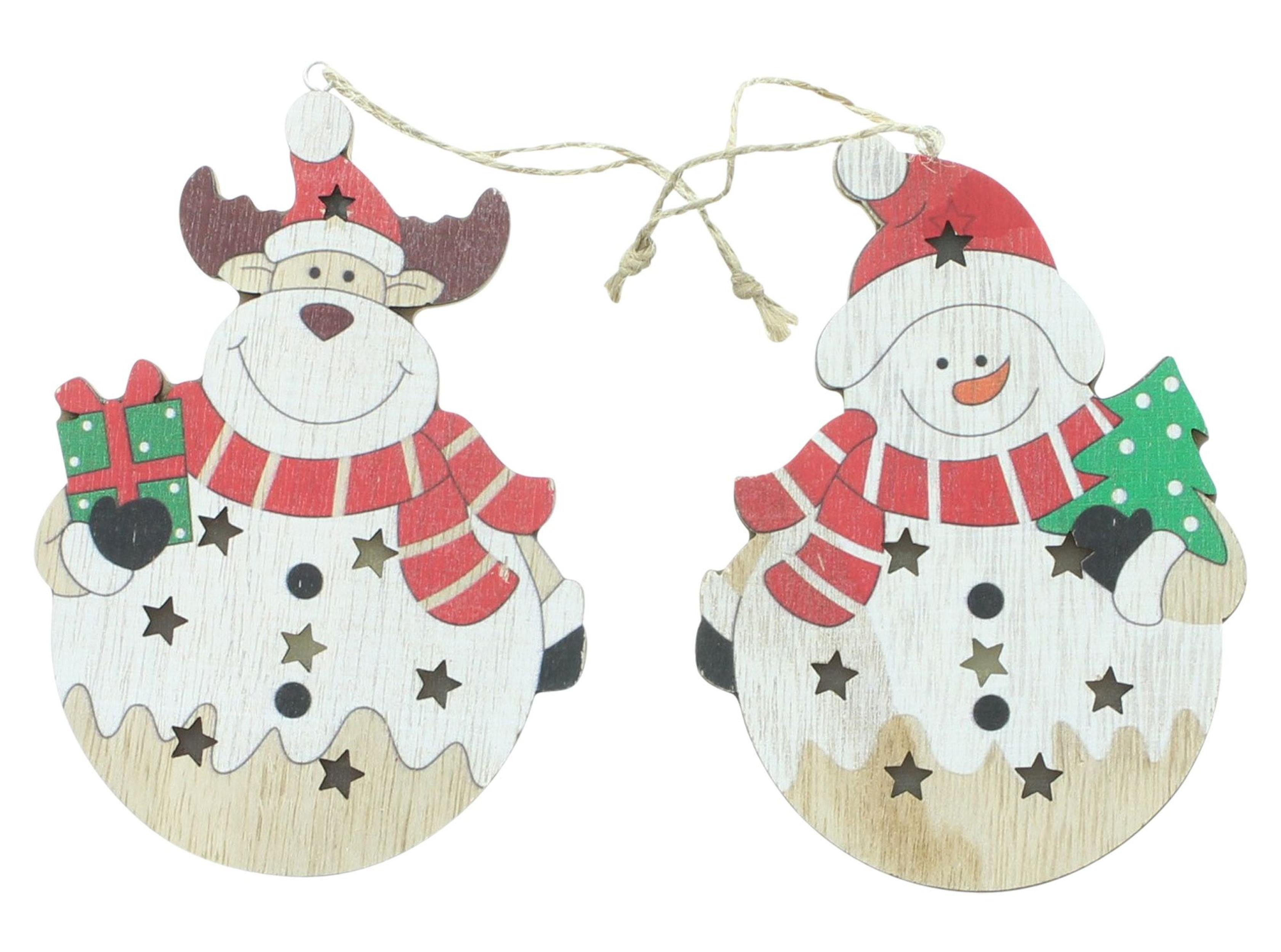 LED Dekoobjekt LED-Hänger "Schneemann & Elch", 2er Set