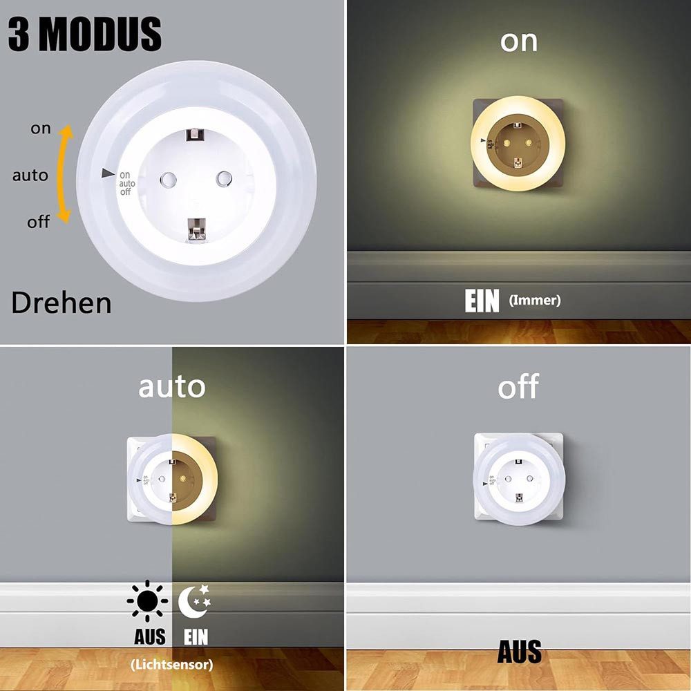 MUPOO LED Nachtlicht Steckdosen Nachtlicht Dimmbar Wandsteckdose 3 Modi Däm günstig online kaufen