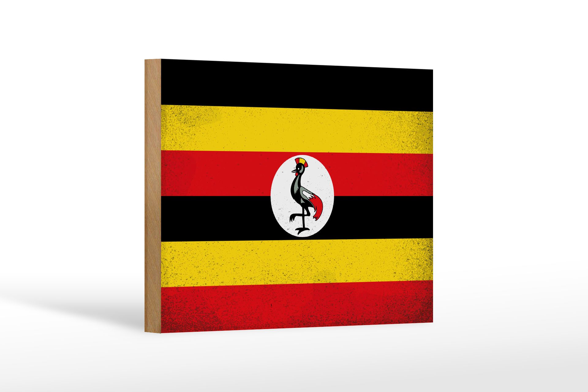Femer GmbH Holzbild Flagge Uganda 18x12 cm Flag of Uganda Vintage, Flaggen (1 St), Glatte Holzfaserplatte (MDF), vorn beschichtet