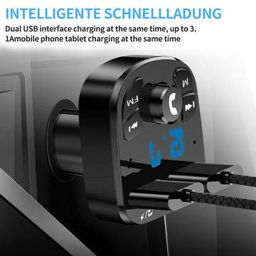 Hikity Zigarettenanzünder-Verteiler Auto Bluetooth 5.0 FM Transmitter Autoladegerät Zigarettenanzünder (BT 5.0 Wireless Handsfree), 2 USB-Ladegeräte-Kit