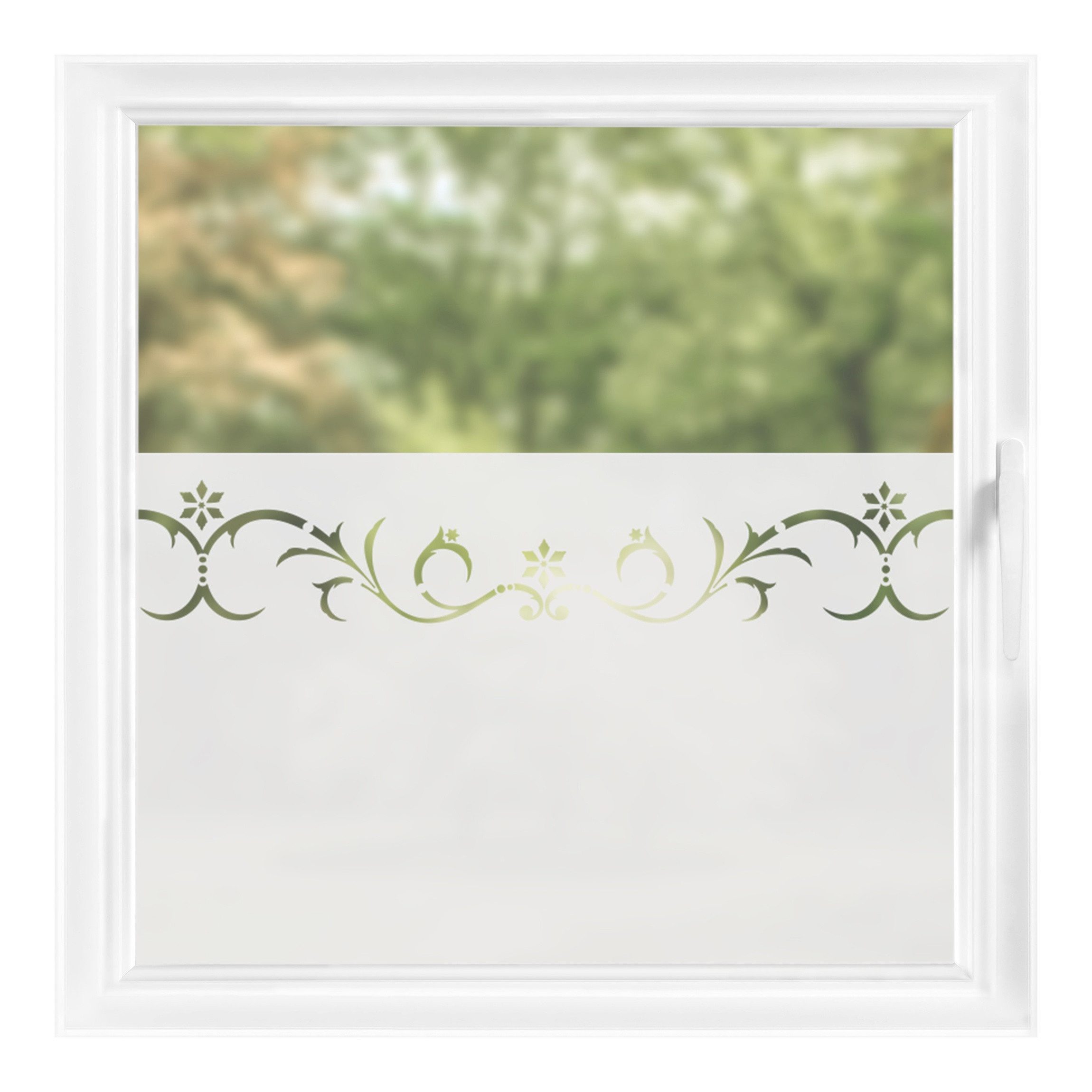 Fensterfolie statisch haftend Motiv Fensterdeko Winterbordüre II Blume